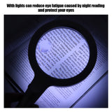 Handheld Magnifying Glass Silver White Ergonomic Handle Metal Large Illuminated Magnifier for Inspection for Seniors for Coins