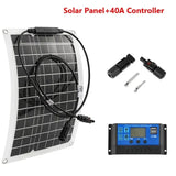 30W-600W Flexible Panel 12V Battery Charger Dual USB With 10A-100A Controller Solar Cells Power Bank for Phone Car Yacht