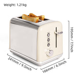 1pc EU PLUG 2 Slice Toaster Retro Stainless Steel Toaster With Cancel, Defrost Function And 6 Bread Shade Settings Brea