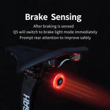 Bicycle Smart Auto Brake Sensing IPx6 Waterproof LED Charging Cycg Taillight Bike Rear Light Accessories Q5