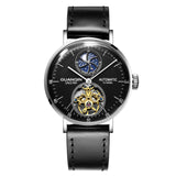 GUANQIN New Mechanical Tourbillon Luxury Men's watches Steel shell Moon Phase Automatic watch for men Waterproof Leather Watch