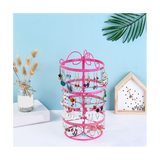 Wrought Iron Four-Story Rotating Jewelry Earring Bracelet Display Rack Pink