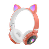 Flash Light Cute Cat Ears Bluetooth 5.0 Wireless Headphone with Mic LED Kids Girsl Stereo Music Phone Headset Sports Earphone