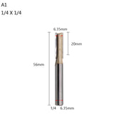 1/2 1/4 Trim Router Bit Wood Slotted Knife Carbide End Mill Straight Flute Bit