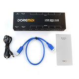 Doremidi Hub-8 6X6 Midi Interface Host X2 for Midi Keyboard Piano Keyboard Instrument Cable Midi Hub Box 96 Channels