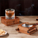1pc Cigar Humidor And Cigar Ashtray Set, Wooden Ashtray With Cigar Jar Tray, Drawer, Cigar Slot, Home And Office Cigar Accessories Gift Sets For Men