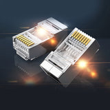100Pcs CAT5E Pass Through RJ45 Modular Plug Network Connectors UTP 3/50Μ Gold-Plated 8P8C Crimp End For Ethernet Cable