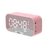 Digital Mirror Surface Alarm Clock Desktop Portable BT Speaker & FM Radio Rechargeable Support TF Card for Home Office Travel