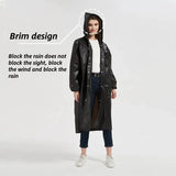 Black Fashion Adult Waterproof Long Raincoat Women Men Rain Coat Hooded For Outdoor Hiking Travel Fishing Climbing Thickened
