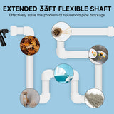 Drain Auger Clog Remover 33 Feet Heavy Duty Flexible Plumbing Snake Use Manually for Kitchen and Bathrom Shower Sink Cleaning