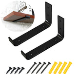 2PCS Shelf Brackets Heavy Duty Black Wall Bracket With Lip For Floating Shelves Metal Shelf Bracket DIY Home