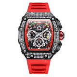 Fashion Men's Automatic Mechanical Watch ONOLA Unique Luxury Diamond Inlaid Design Waterproof Silicone Tape Watch Men Clock