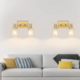2-Light Bathroom Vanity Light Fixtures, Modern With Clear Glass Shade, Brushed Wall Sconce Lighting