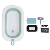 Smart Collapsible Baby Bathtub Temp Locking System Collapsible Infant Bathtub with Thermometer Green