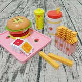 Wooden Simulation Strawberry Hamburger Set Kitchen Food Toys For Kids Pretend Playset