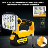 18W 2000LM LED Work Portable Outdoor Light Rechargeable Flashlight for /Milwaukee/Makita/Bosch 18V Li-ion Battery