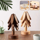 3/4PCS Tree Design Stand Wooden Decorative Anti Scald Heat Resistant Table Mat Coaster Wood Placemat Pot Tableware Decor