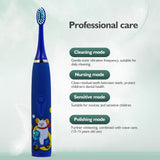 6 in 1 Children Electric Toothbrush Cartoon KidsToothbrush Head Ultrasonic Waterproof Soft Hair Cleaning Brush Rechargeable