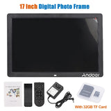 Andoer 17inch Digital Photo 1920*1080 High Resolution LED Screen Electronic Picture Frame Video Player with Remote Control