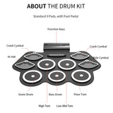 Portable W562 Electronic Drum Set Roll Up Pad Digital Usb 7 Pads Drum Set Silicone Electric Drum Pad W/foot Pedals Drumstick
