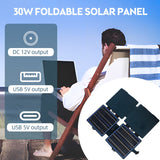 30 Watt Portable ETFE Monocrystalline Foldable Solar Panel Charger with DC USB Type-C Output for Camping & Hiking