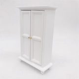 1:12 Dollhouse Miniature Furniture - White Wooden Wardrobe Cabinet, Realistic Model, European Style