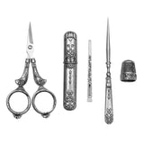 1 Set Vintage Embroidery Scissor Needle Case Sewing Thimble Awl Needlework Tools