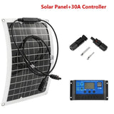 30W-600W Flexible Panel 12V Battery Charger Dual USB With 10A-100A Controller Solar Cells Power Bank for Phone Car Yacht