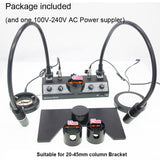 4 IN 1 Microscope Illuminator Set Stage 80 LED Ring 2 Gooseneck Lamp 6W + Bottom Base Light (110-240V AC Input)