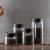 1pc Coffee Bean Saving Jar, Food Grade Glass Bottle Storage Jar, Cereal Miscellaneous Food Storage Bottle