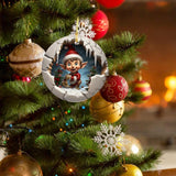 Tree Acrylic 3D Visual Effect Round Christmas Winter Fesitval Theme Decorative Ornaments For Car
