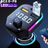 Car Bluetooth 5.0 MP3 Player PD/QC3.0 FM Transmitter Wireless Handsfree Car Kit Dual USB Fast Charger Support U Disk Play