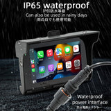Waterproof 5 inch Motorcycle Navigator With Bulit-in Speaker Support Wireless CarPlay Android Auto Dual Bluetooth Mirror k