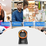 Eyoyo Platform Hands-Free 1D 2D Desktop Scanner QR Bar code Scan Reader Support Screen Scanning for Warehouse, Supermarket, Retail Store, Bookstore Pos System