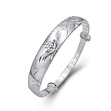 Women's Fashion Vintage Sterling Silver Flowering Double Fish Bracelet