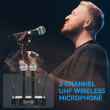 Professional UHF Wireless Microphone System Karaoke Handheld for Home Theater PA Speaker Singing Party Church with LED Screen