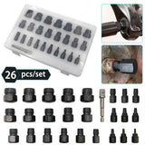 26 PCS Broken Screw Removal Tools Black & Silver Steel Bolt Extractor For Screw Extractor