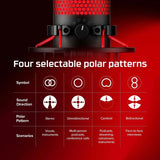 Hyper X QUADCAST USB Multi-Pattern Electret Condenser Gaming Microphone with Anti-Vibration Shock Mount