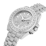 PINTIME Men Watch Luxury Diamond Watchband Iced Out Watches Waterproof Luminous Fashion Quartz Wirstwatch Business Reloj Hombre