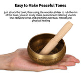 Tibetan Singing Handmade Buddha Tibet Struck Ritual Music Therapy Copper Chime Sound Bowl with Wooden Striker