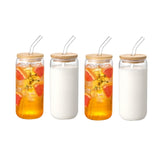 Clear Frosted Sublimation Blanks Glass Mason Jar Beer Can Glass Cup With Bamboo Lid