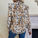 Fashion Women's Wear Leopard-print Long-sleeved Shirt