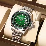 Guanqin Sapphire Glass Men's Automatic Mechanical Watch NH35A Power Reserve Chronograph 100M Water Resistant 42mm Ceramic Bezel