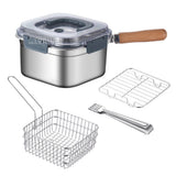 316 Multifunctional Stainless Steel Frying Pan with Outdoor Preservation Box - Portable 2500ML Deep Fryer