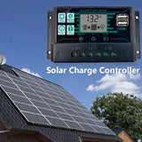 10A 20A 30A 40A PWM Solar Charge 12V 24V PV Regulator+LCD Display Dual Port Controller for Lead-Acid/Lithium Battery