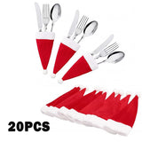 Hat Fork Knife Cutlery Decorations for Home Merry 2023 Christmas Tableware Bag Holder