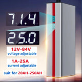 1A 25A 12V to 84V 36V 48V 60V 72V 87.6V Li-ion Lifepo4 Lithium Battery Charger Voltage Curren Adjustable Fast Chargers