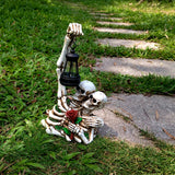 Halloween Resin Vintage Statues With Led Light Multi-purpose Skull Skeleton Garden Statue Ornament For Holiday Parties