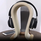 U Shape Leather Headphone Holder Tabletop Support Headset Display Stand for PC Gaming Earbuds Shelf Hanger,Creamy-White