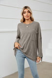 Women's Sunken Stripe Fleece Long-sleeved T-shirt